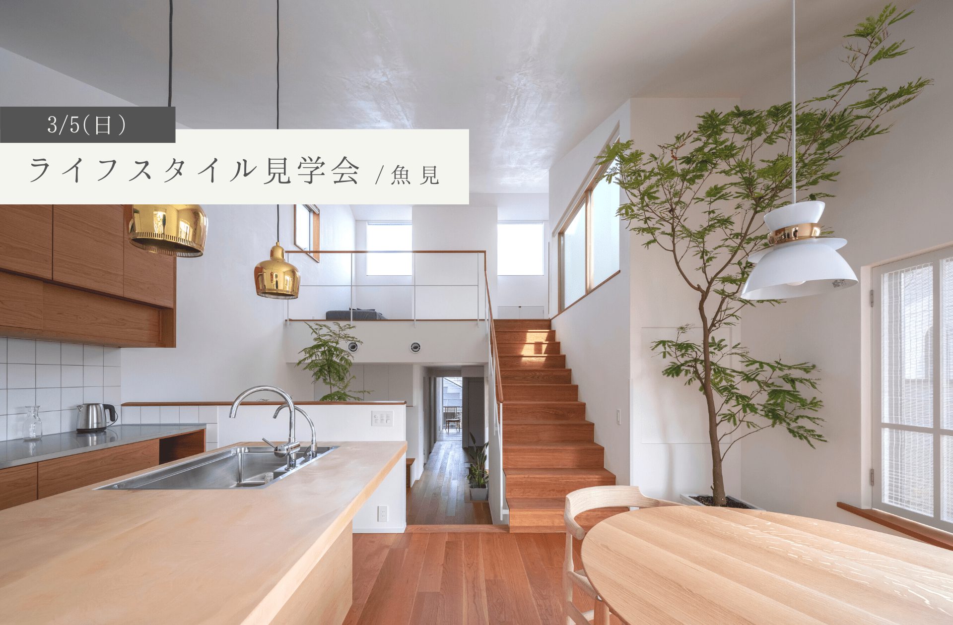 3/5(日)ライフスタイル見学_鹿児島市魚見町［ビルトインガレージ/スキップフロア/パッシブエアコン/造作キッチン/造作ソファにご興味のある方向き］